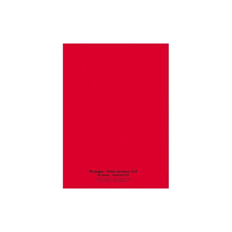 CAHIER AGRAFE 240x320 96P 90G Q5 ROUGE POLYPRO