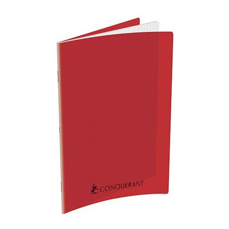 CONQUERANT Cahier 24x32cm Grands Carreaux Seyès 192 Pages Agrafées  Polypro Rouge