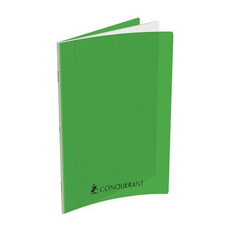 CONQUERANT Cahier 24x32cm Grands Carreaux Seyès 192 Pages Agrafées Polypro Vert