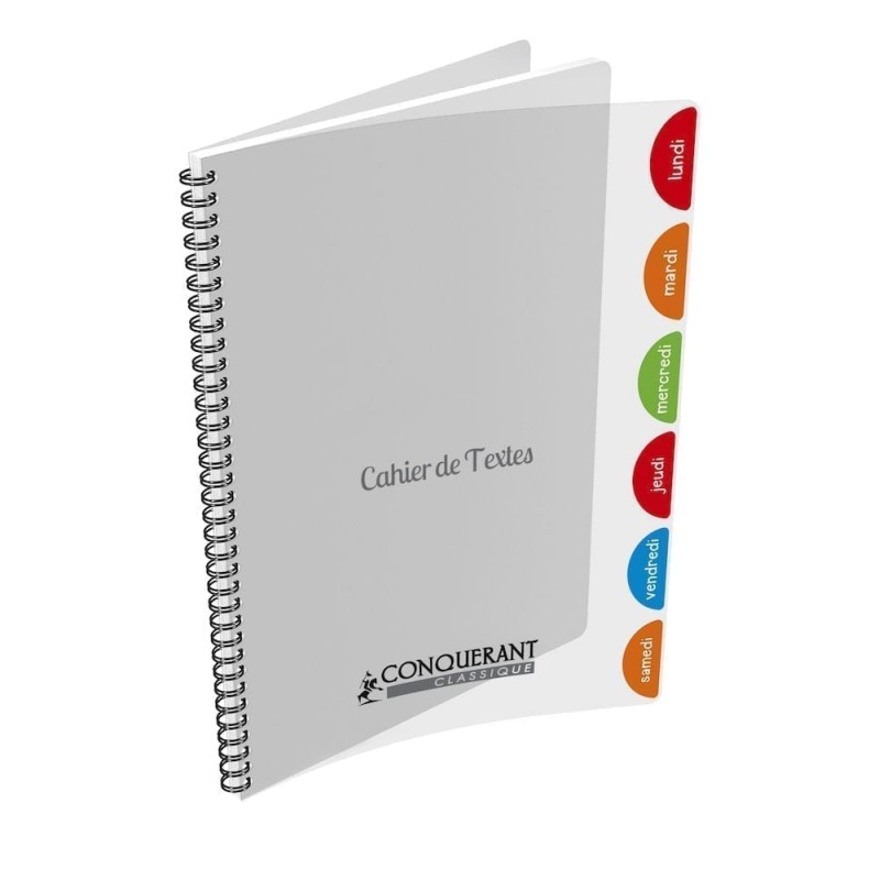 CAHIER DE TEXTES RELIURE INTEGRALE 170X220 POLYPRO INCOLORE 90G 124P SEYES