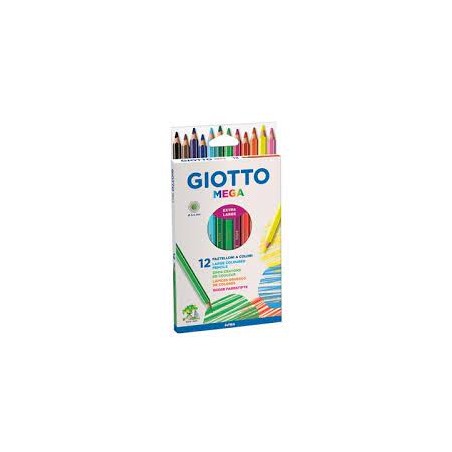 Giotto Mega - Etui carton avec accroche 12 crayons de couleur (PEFC)