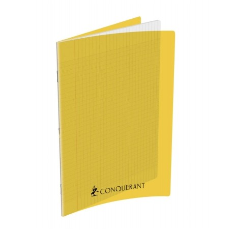 CONQUERANT Cahier 24x32cm Grands Carreaux Seyès 192 Pages Agrafées Polypro Jaune