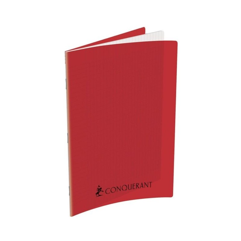 CONQUERANT Cahier A4 Grands Carreaux Seyès 192 Pages Agrafées Polypro Rouge