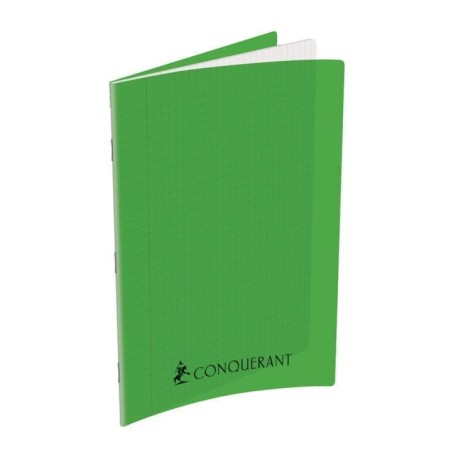 CONQUERANT Cahier A4 Grands Carreaux Seyès 192 Pages Agrafées Polypro Vert